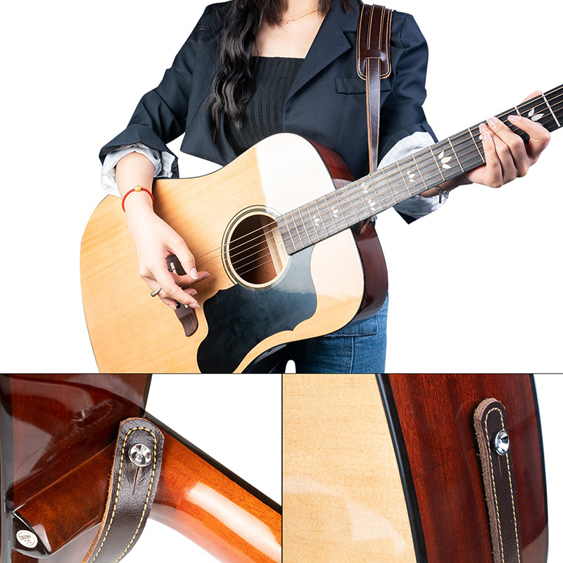 Correa para guitarra acústica clásica de cuero de vaca auténtico, suave y duradera