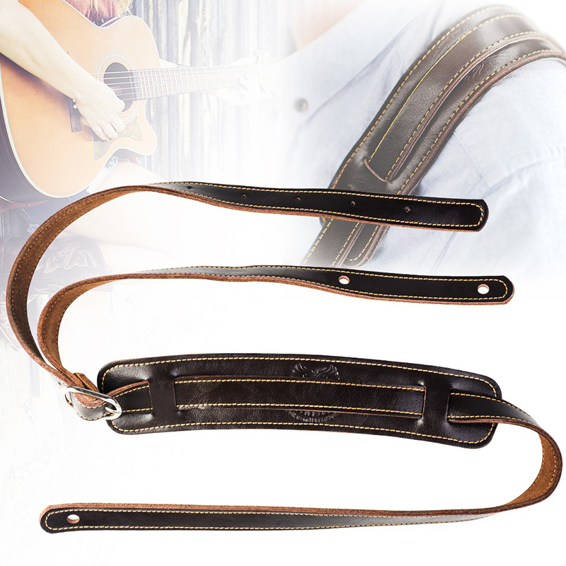 Correa para guitarra acústica clásica de cuero de vaca auténtico, suave y duradero