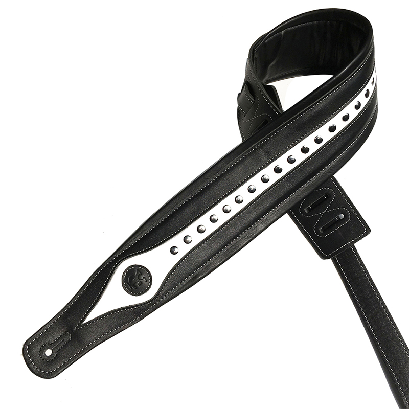 Correa de cuero para guitarra eléctrica - modelo blanco