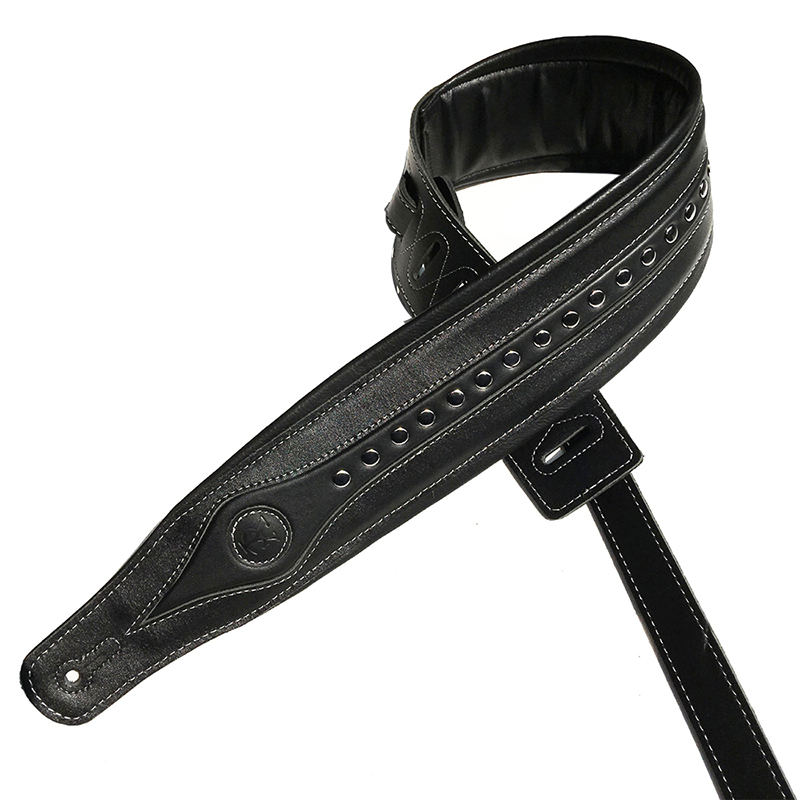 Correa de cuero para guitarra eléctrica - modelo negro
