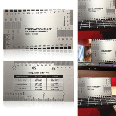 Regla de Medición para Guitarra, Regla de Acción para Cuerdas de Guitarra, Regla de Trastes, Herramienta de Medición Multifuncional para Guitarra