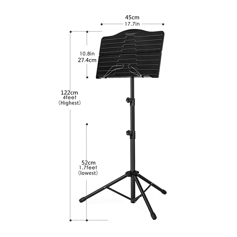 dimensiones Atril de guitarra plegable y ajustable - modelo 1