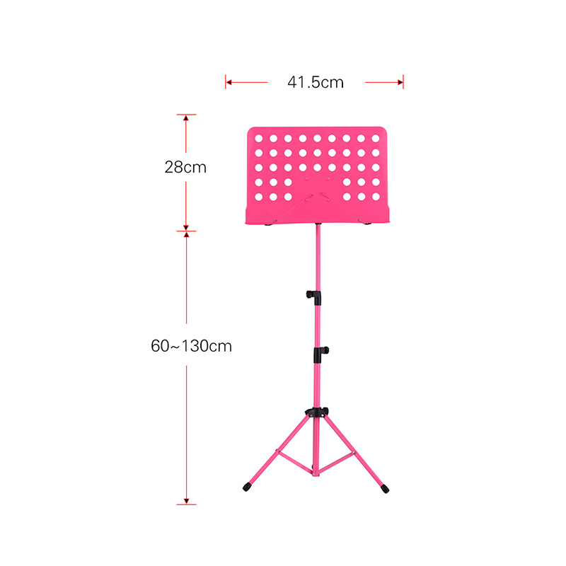dimensiones del atril de guitarra plegable y ajustable - rosa