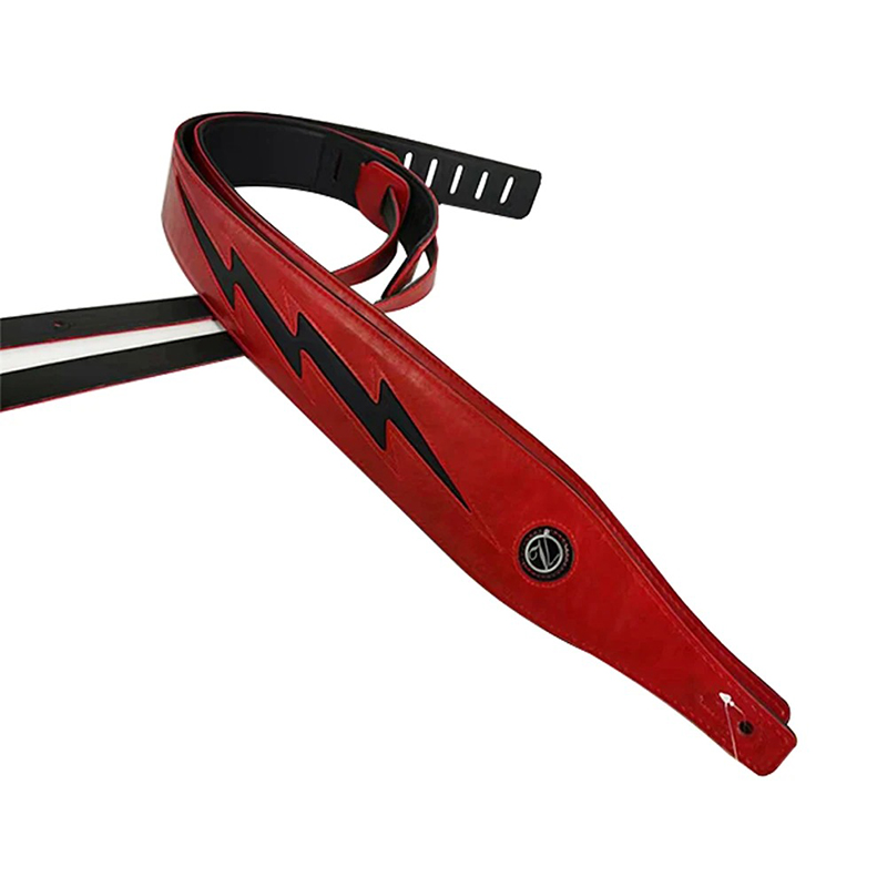 Correa de cuero modelo icónico de rayo - modelo rojo - rayo negro
