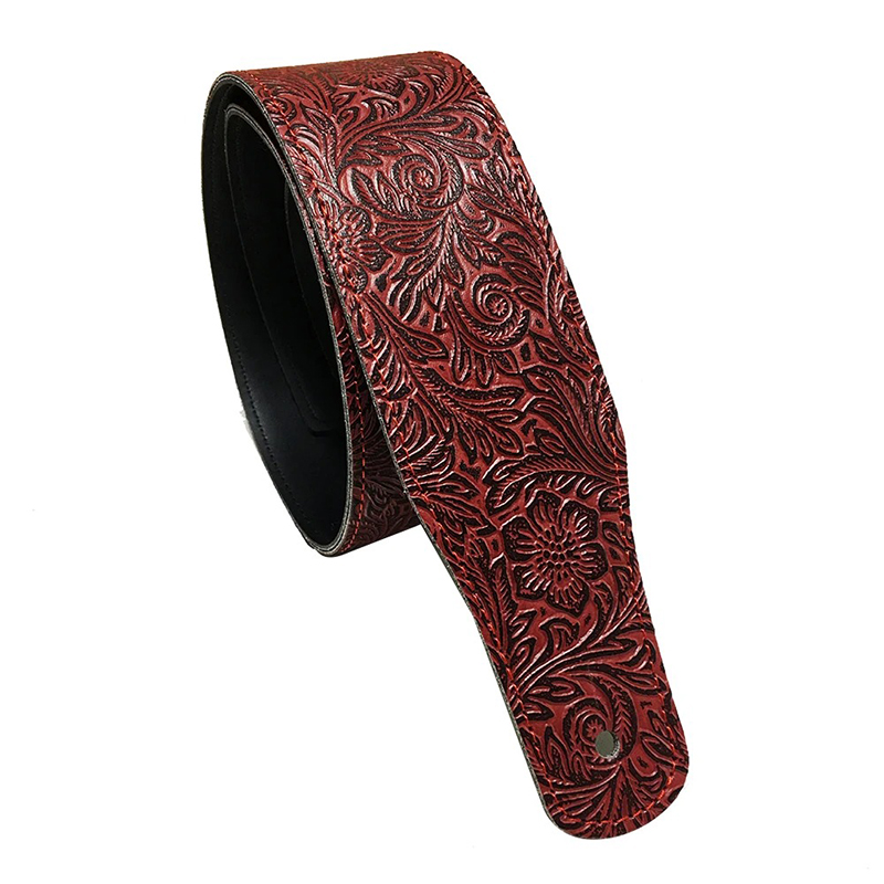 Correa de cuero sintético con impresiones en relieve de color rojo