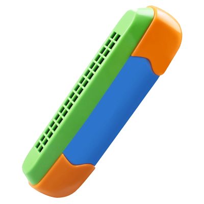 Armónica de 16 agujeros en naranja y azul - modelo azul