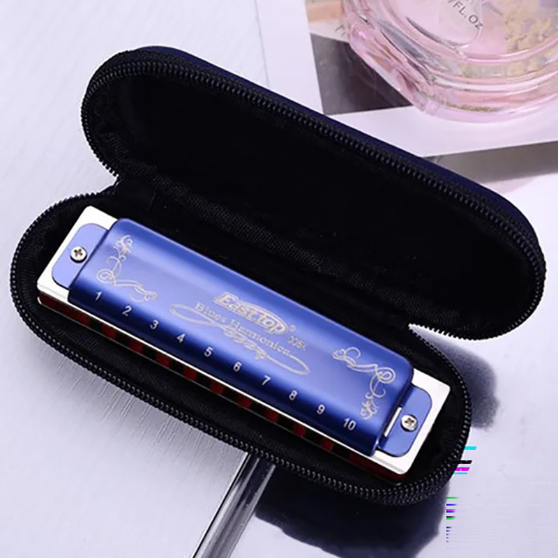 Harmonica diatonique bleu métallisé 7 accordages - clé D