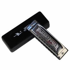 Armónica diatónica de diseño blues en metal con estuche de latón