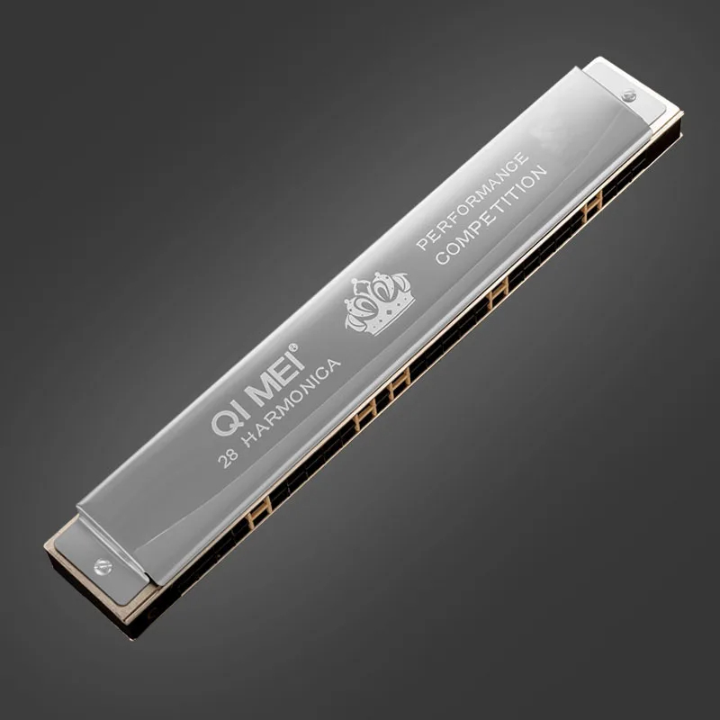 Armónica profesional de 28 agujeros en 3 colores - color plata