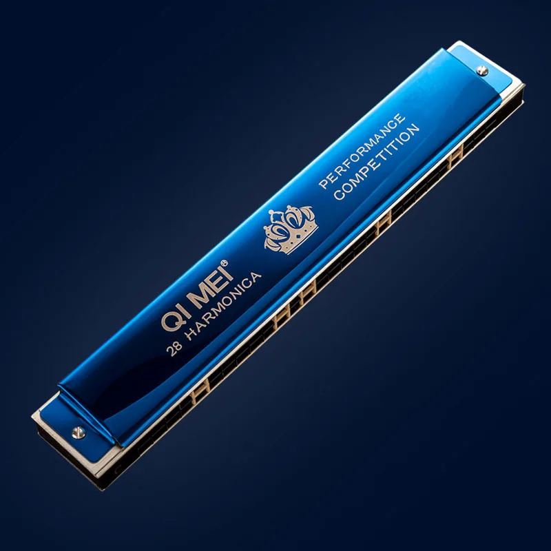 Armónica profesional de 28 agujeros en 3 colores - color azul