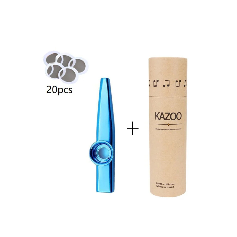 Kazoo de metal con estuche de almacenamiento en 7 colores - color azul