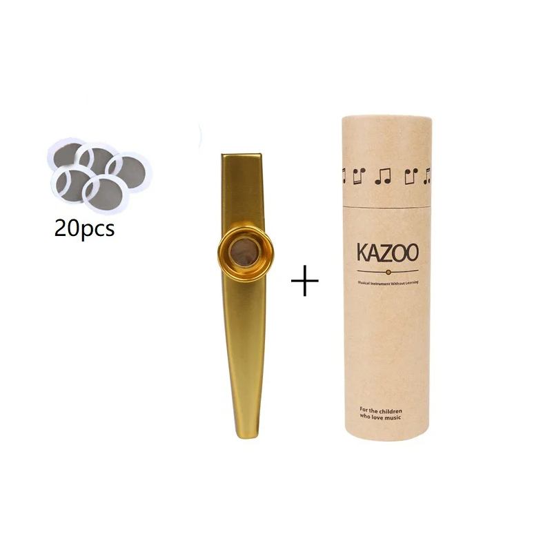 Kazoo de metal con estuche de almacenamiento en 7 colores - color oro