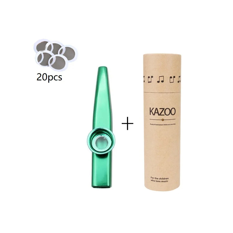 Kazoo de metal con estuche de almacenamiento en 7 colores - color verde
