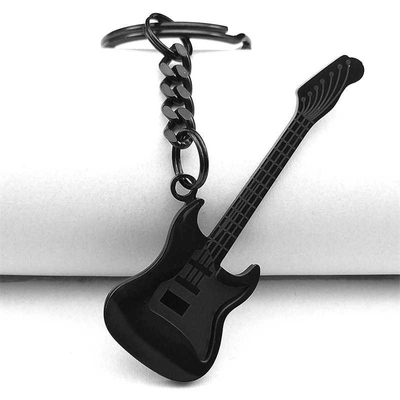 Llavero de guitarra eléctrica completamente dorada o completamente negra - modelo negro