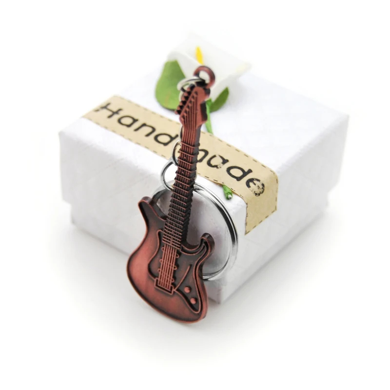 Llavero de guitarra eléctrica en 3 colores de metal - color metal marrón