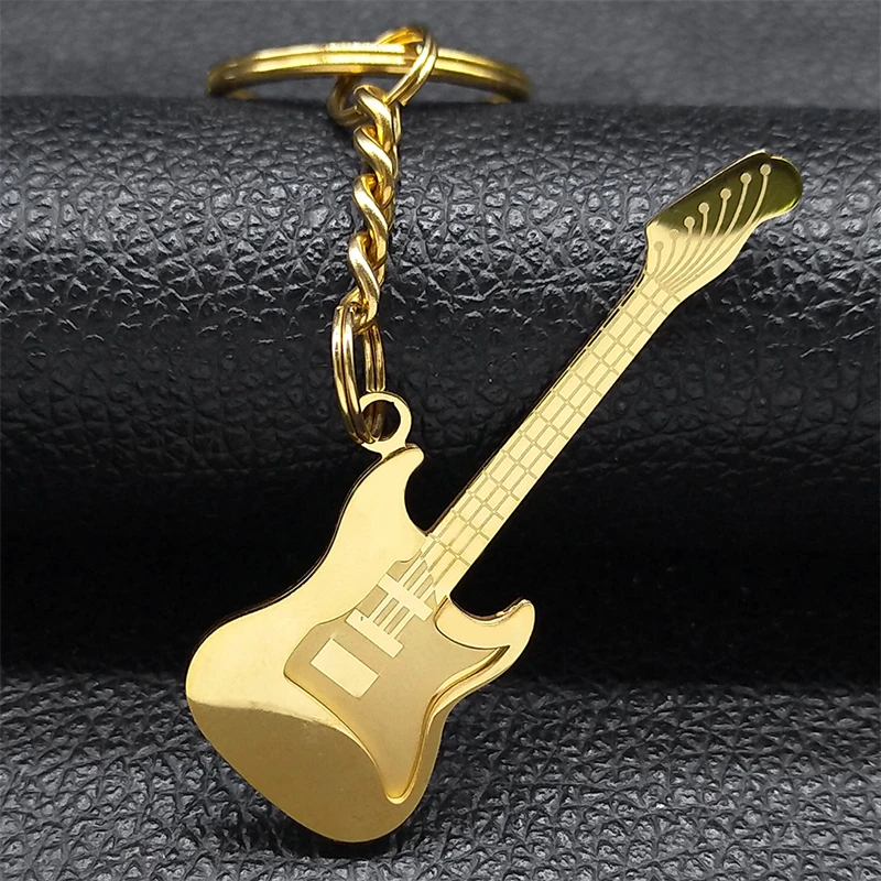 Llavero de guitarra eléctrica completamente dorada o completamente negra - modelo oro