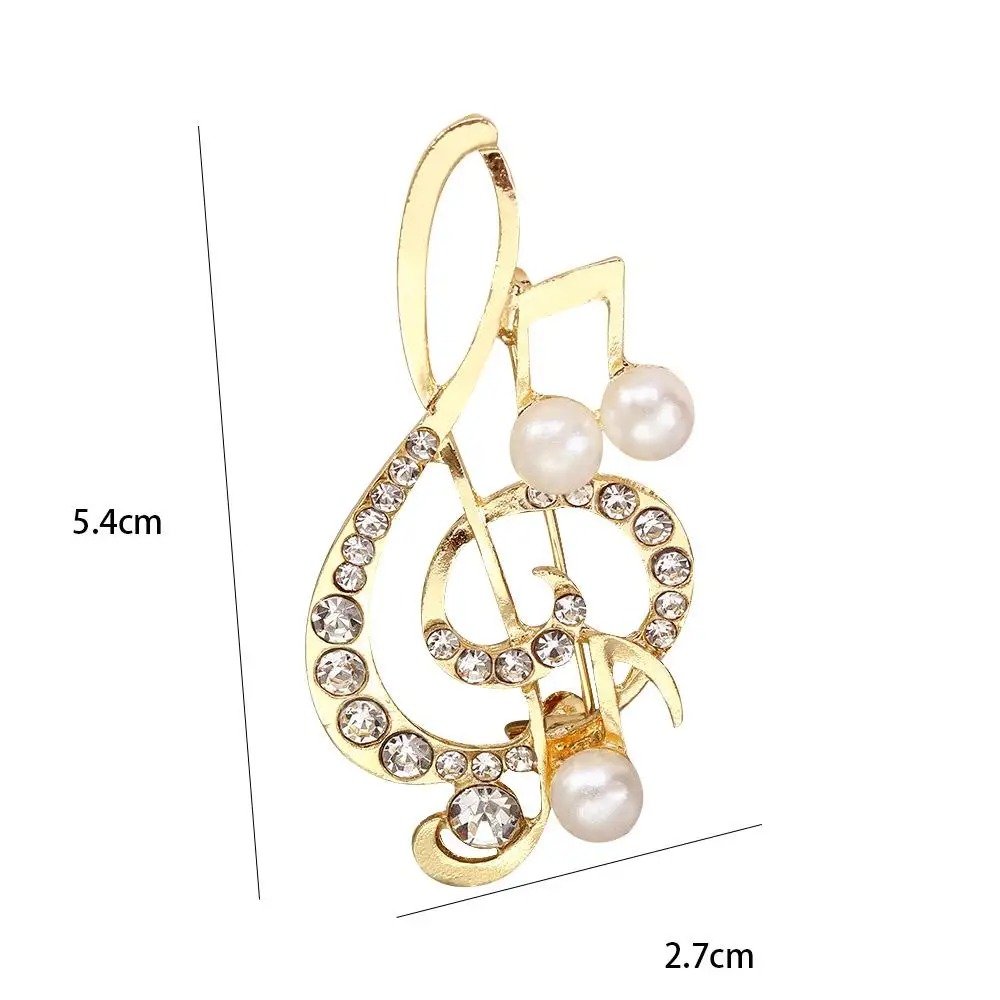 Dimensiones del Broche Clave de Sol adornado con Strass y perlas