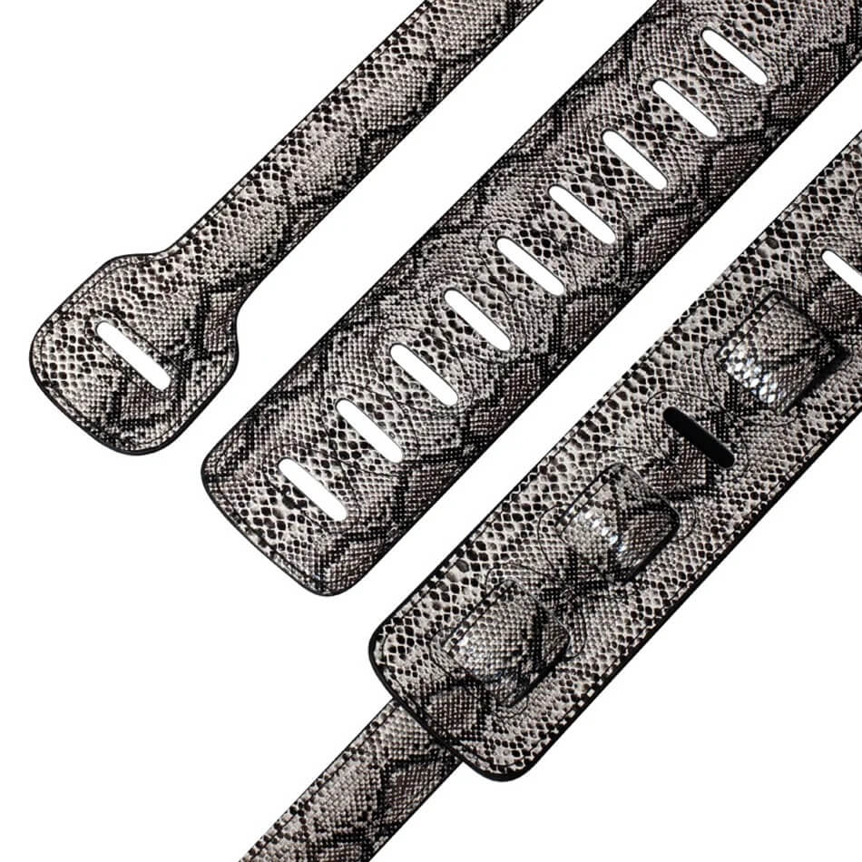 detalles de Correa de Guitarra con motivo de Piel de Serpiente Gris