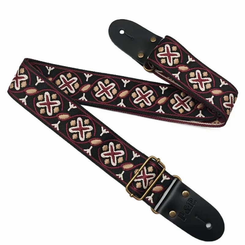 Correa de guitarra vintage con patrón bordado de jacquard - modelo 3