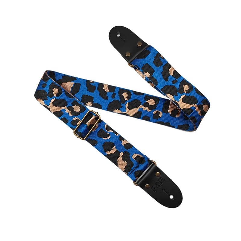 Correa de guitarra con estampado de leopardo - color azul