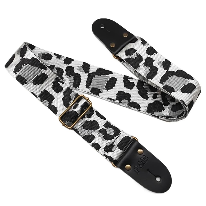 Correa de guitarra con estampado de leopardo - color gris
