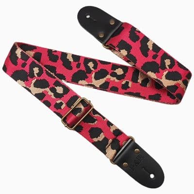 Correa de guitarra con estampado de leopardo - color rojo