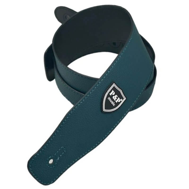 Correa de guitarra baja ajustable de cuero suave - color azul