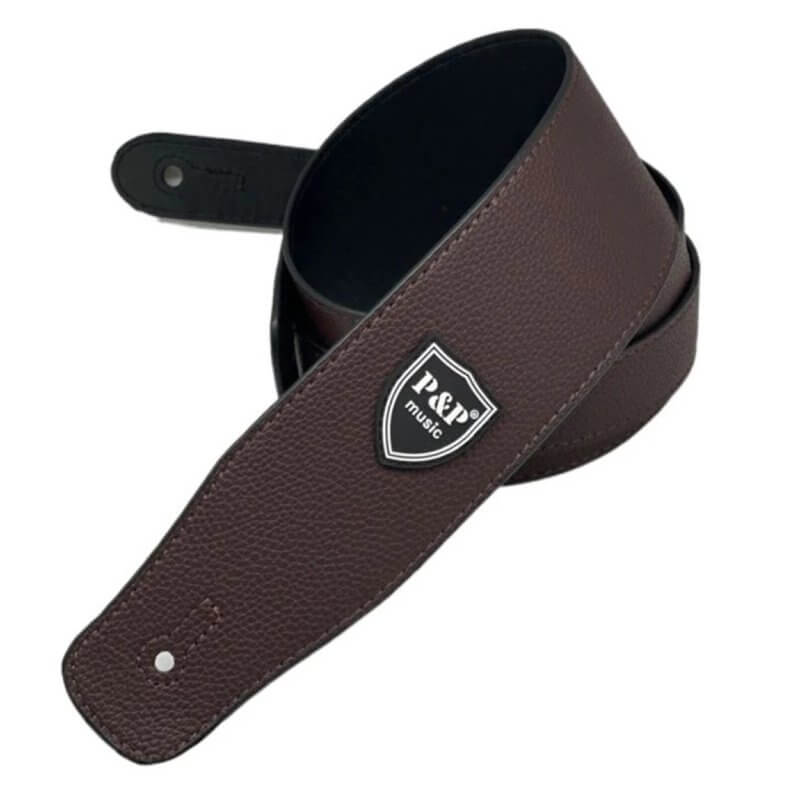 Correa de guitarra baja ajustable de cuero suave - color marrón