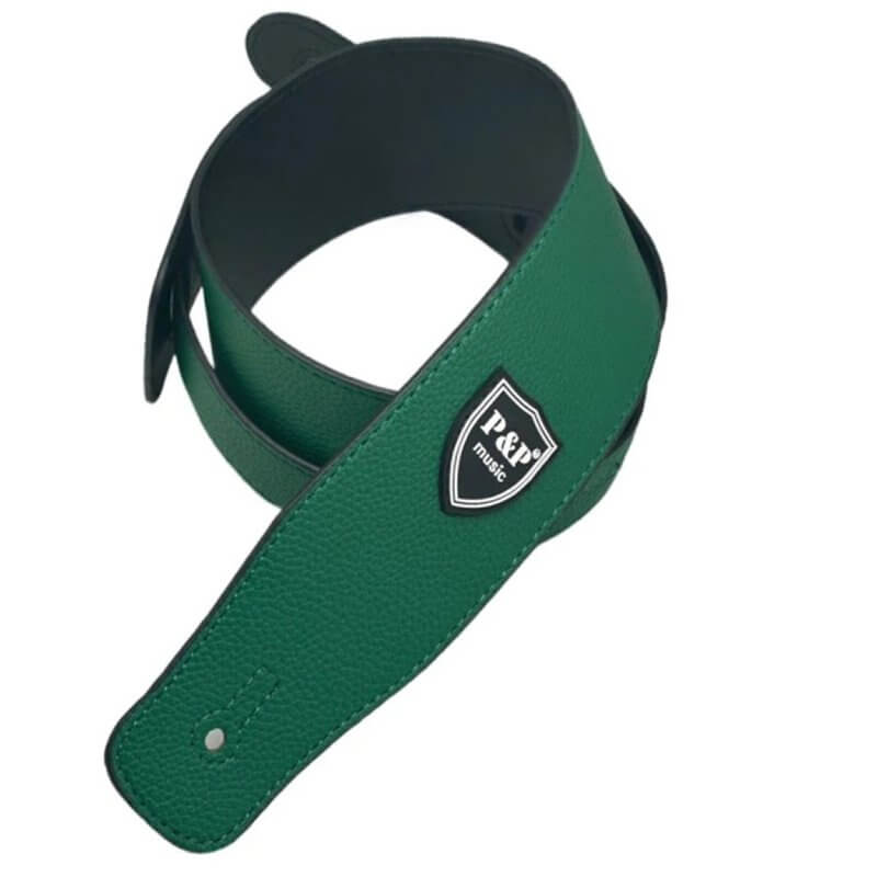 Correa de guitarra baja ajustable de cuero suave - color verde