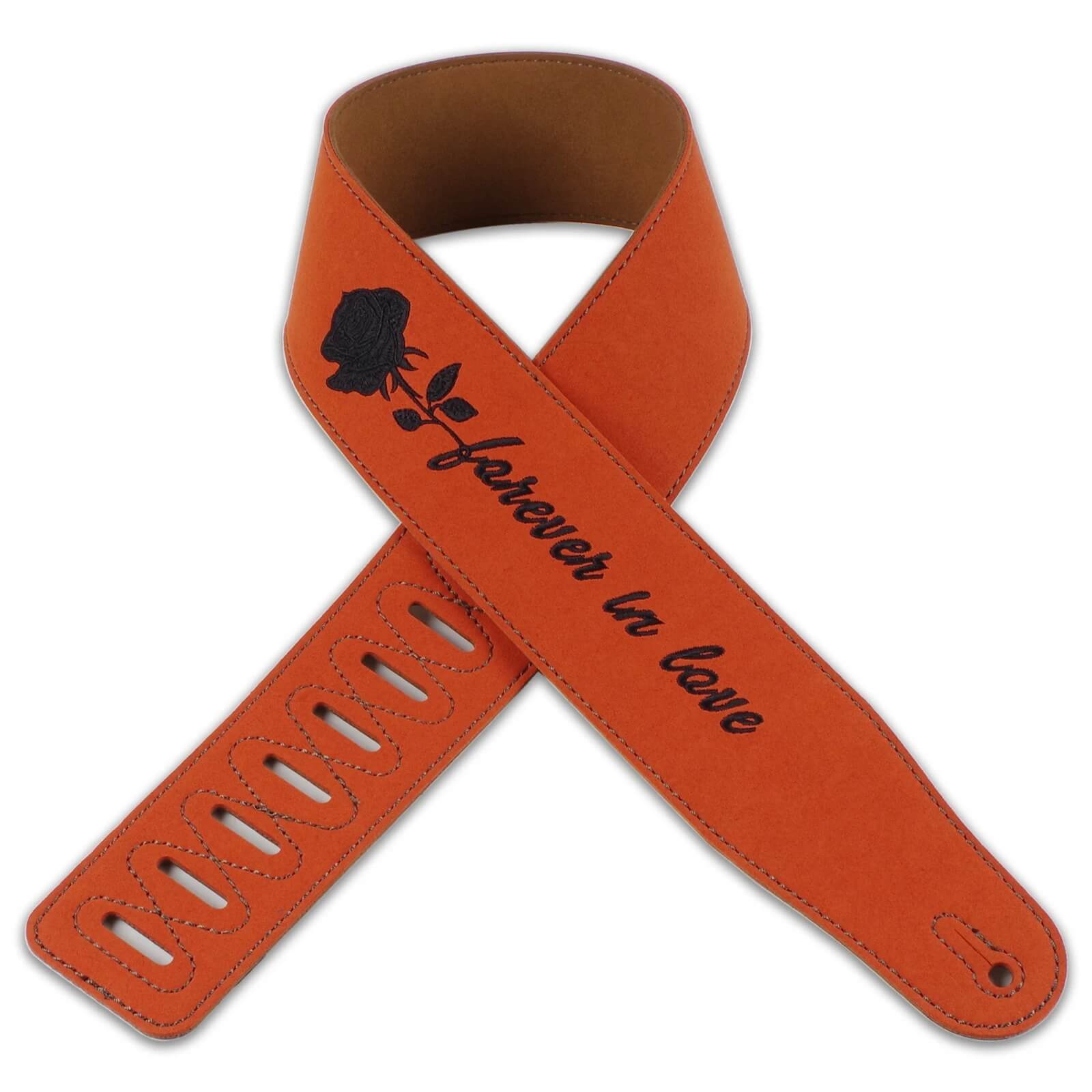 Correa de guitarra de cuero para rockeros con la inscripción Siempre Enamorado