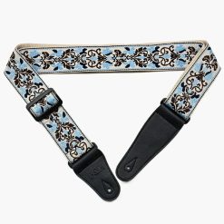Correa de guitarra con estampado floral en azul y marrón