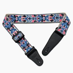 Correa de guitarra con estampado floral en azul y rosa