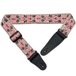 Correa de guitarra con estampado floral en rosa pastel