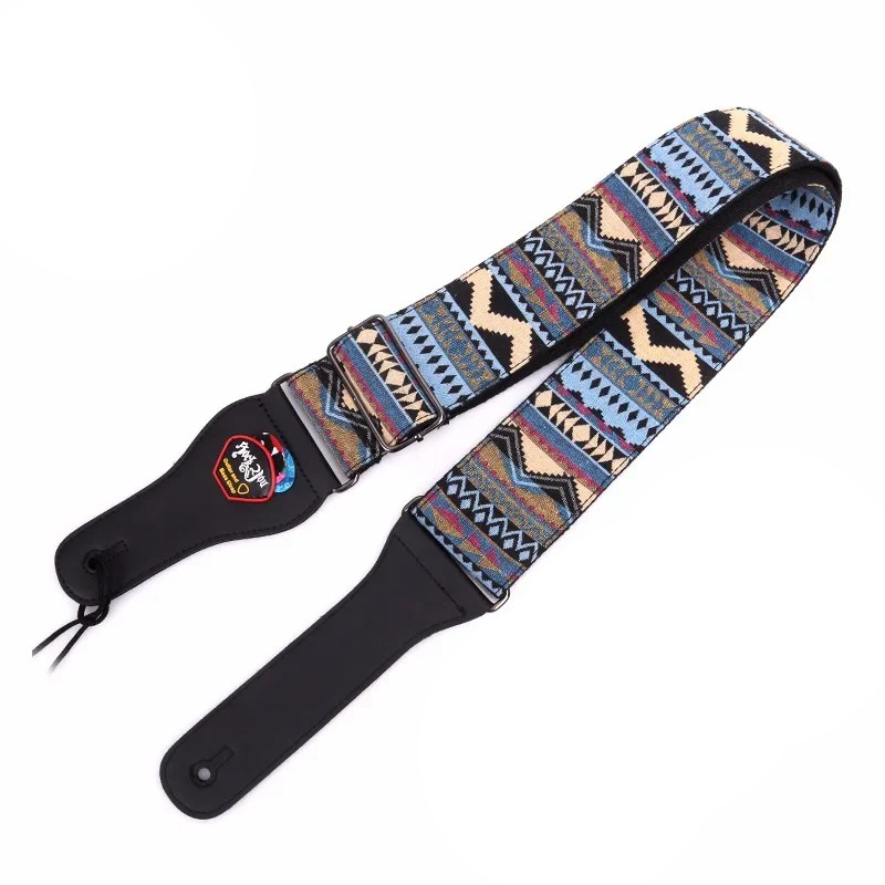 Correa de guitarra vintage con patrones étnicos incas