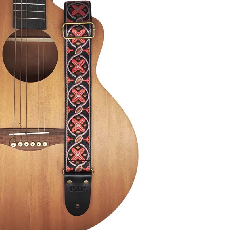 Correa de guitarra vintage con patrón bordado de jacquard modelo 1