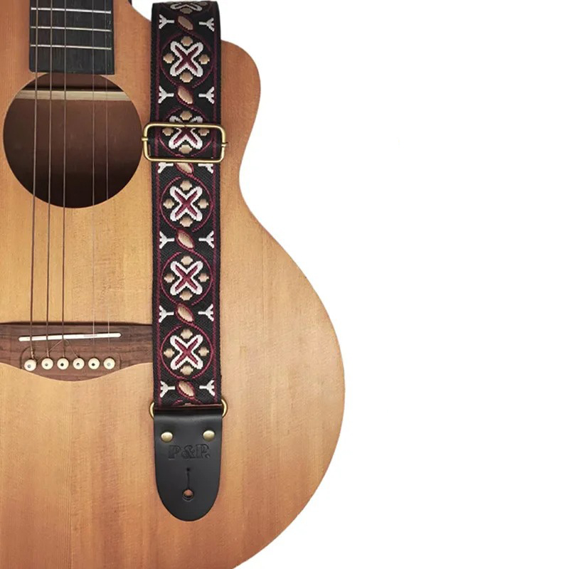 Correa de guitarra vintage con patrón bordado jacquard modelo 2