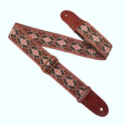 Correa de guitarra vintage con patrones jacquard en tonos naranjas