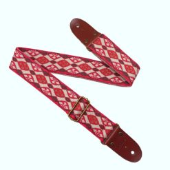 Correa de guitarra vintage con patrones jacquard rojos
