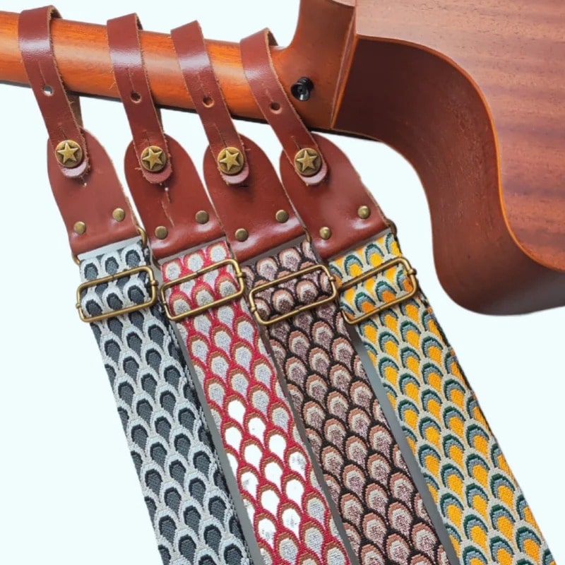 98 - Correa de guitarra con impresión de escamas de pescado - ¡4 colores a elegir!