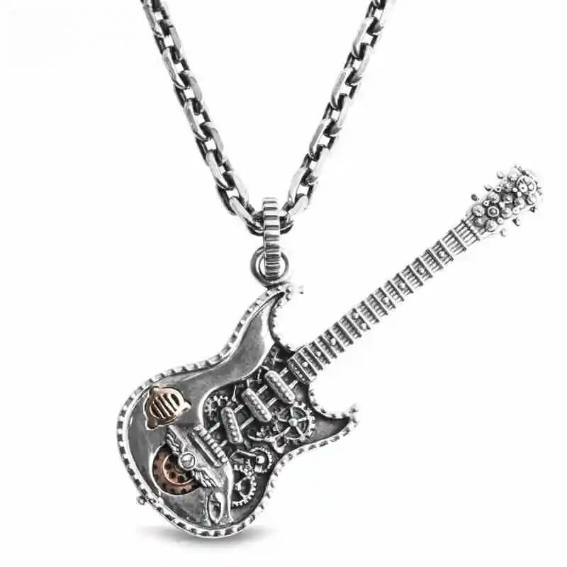Detalles del Colgante de Guitarra Rock en Plata 925 Auténtica