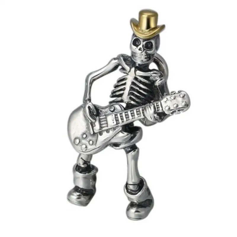 Detalles del Colgante de Guitarra Esqueleto de Metal Gótico