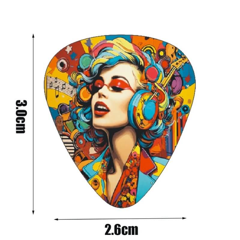 Dimensiones de Púas de Guitarra Edición Artística - Paquete de 12