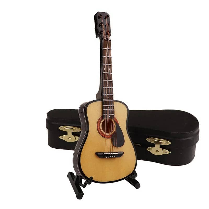 Guitarra acústica miniatura con estuche y soporte para guitarra - modelo 1