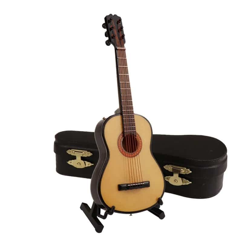 Guitarra acústica miniatura con estuche y soporte para guitarra - modelo 2