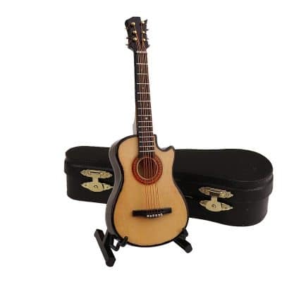 Guitarra acústica miniatura con estuche y soporte para guitarra - modelo 3