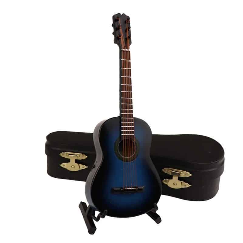 Guitarra acústica miniatura con estuche y soporte para guitarra - modelo 4