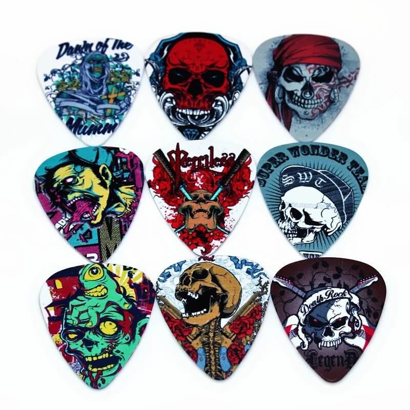 Lote de 10 púas de guitarra con diseño de calavera - Serie Skull
