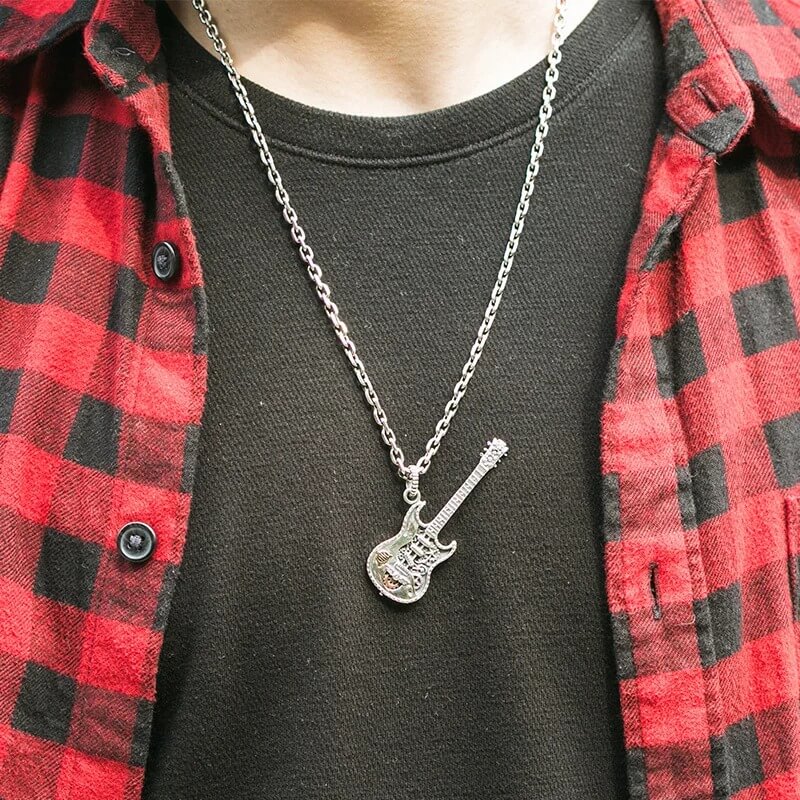 Colgante de Guitarra Rock en Plata 925 Auténtica