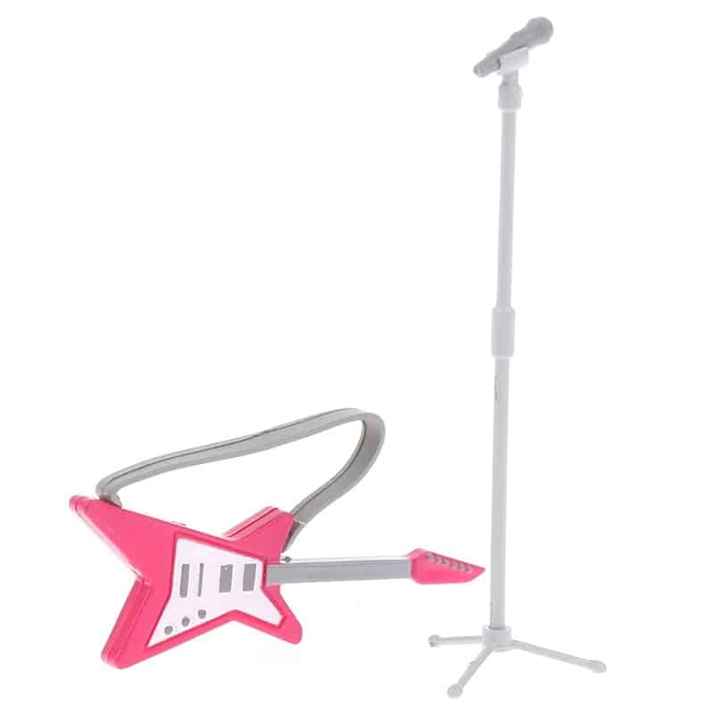 detalles de Miniatura de guitarra eléctrica estrella rosa con micrófono
