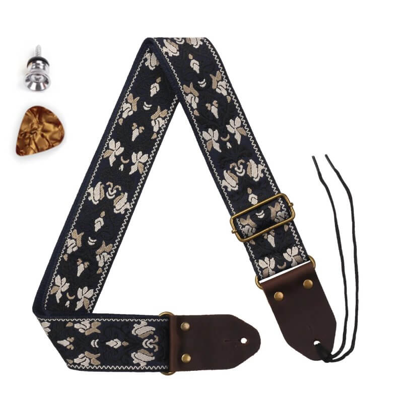 Correa de Guitarra Vintage con Flores Barrocas